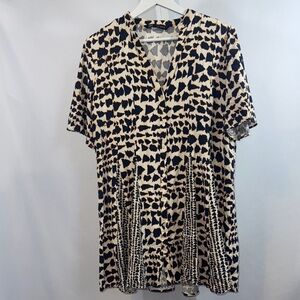 Zara Linen Blend Animal Print Dress
